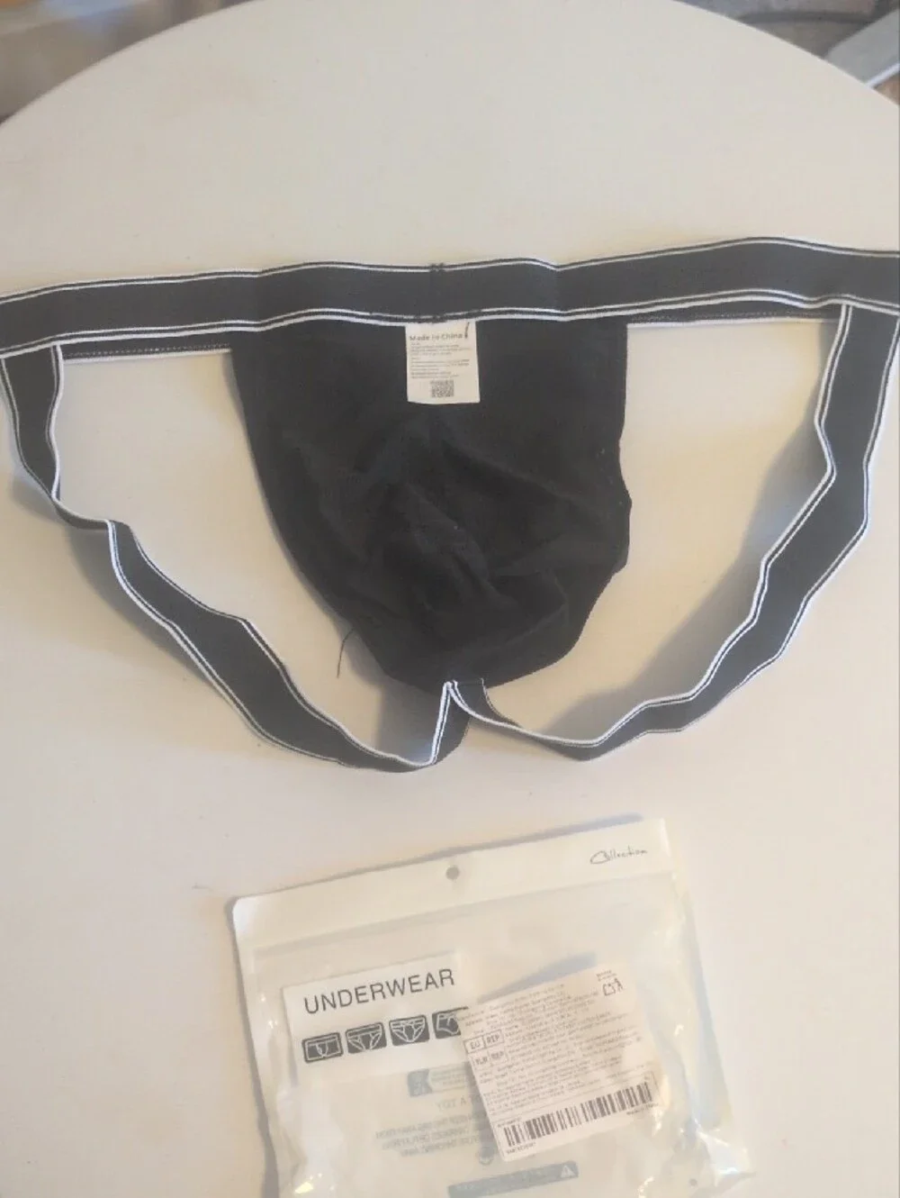 Black Men's Jockstrap Brief with White Trim